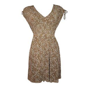 Old Navy Dress Womens Size S Small Brown White Geometric Mesh Lined V Neck